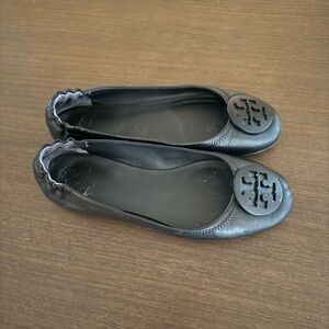 Tory Burch Black Minnie Leather Ballet Flats Sz. 9